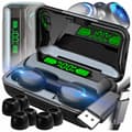 Miniatyrbild 1 av 11: TRÅDLÖSA HÖRLURAR BLUETOOTH POWERBANK SPORTHÖRLURAR LCD-MIKROFON