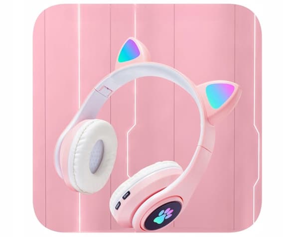 DreamCraft CAT-EAR-HOVEDTELEFONER TIL BØRN, RGB-BAGGRUNDSBELYSET GAMING