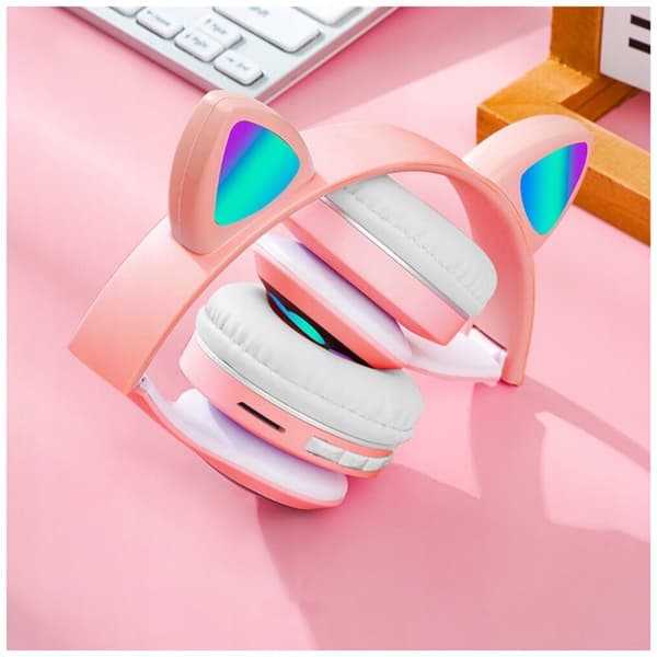 DreamCraft CAT-EAR-HOVEDTELEFONER TIL BØRN, RGB-BAGGRUNDSBELYSET GAMING
