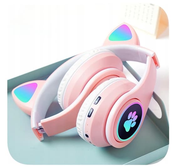 DreamCraft CAT-EAR-HOVEDTELEFONER TIL BØRN, RGB-BAGGRUNDSBELYSET GAMING