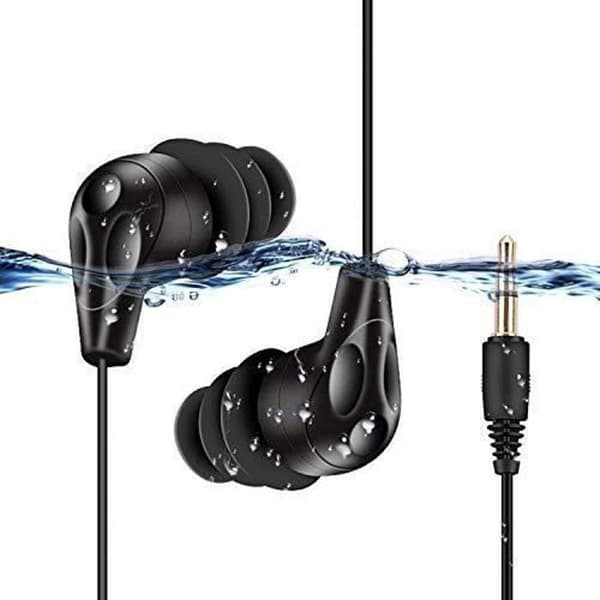 AGPTEK 3,5 mm IPX8 SE11B Vattentäta hörlurar, Vattentätt Headset Kompatibel med S12/S07 Vattentät mp3, telefon, iPad etc. fjädertråd