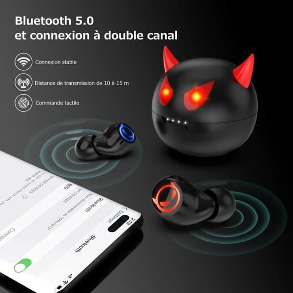 Bluetooth-hörlurar Barn - AMAFACE - B29 Lilla Djävulen - Vattentålighet IPX5 - 36H Batteritid - Pekmikrofon