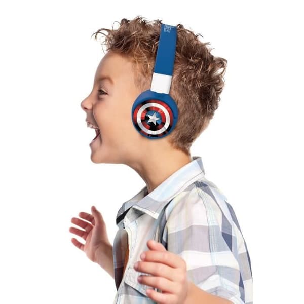 AVENGERS - 2-in-1 Bluetooth-kuulokkeet - Mukavat ja kokoontaitettavat langalliset kuulokkeet kuulovammaisille lapsille - LEXIBOOK
