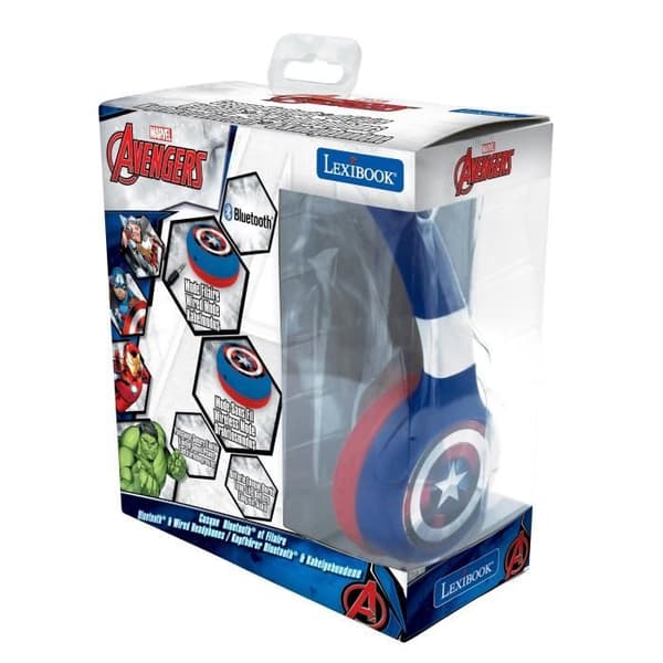 AVENGERS - 2-in-1 Bluetooth-kuulokkeet - Mukavat ja kokoontaitettavat langalliset kuulokkeet kuulovammaisille lapsille - LEXIBOOK