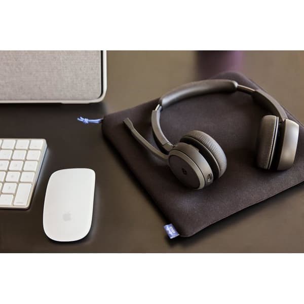 Trådlöst Bluetooth on-ear-headset med AI-röstaktiverade mikrofoner, 23 timmars batteritid, dedikerad Webex-knapp, passiv avstängning