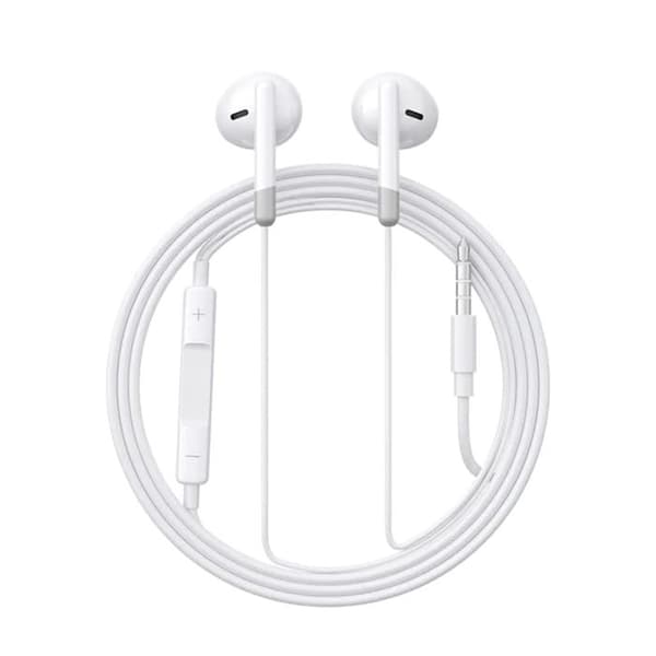 Trådbunden hörlur med mikrofonkontakt 3,5 mm, semi-in-ear, 1,2 m - JoyRoom (JR-EW01) - Vit