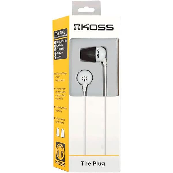 Hörlurar - Koss - PLUG W - In-ear - Kabelansluten - Vit