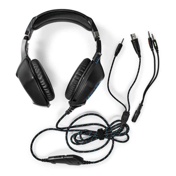 Spelheadset - NEDIS - GHST250BK - Svart - USB Type-A / 2x 3,5 mm - Uppfällbar mikrofon