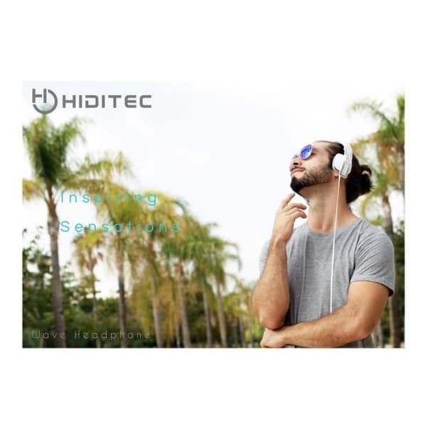 Hörlurar med mikrofon HIDITEC WAVE on-ear 3,5 mm jack vit