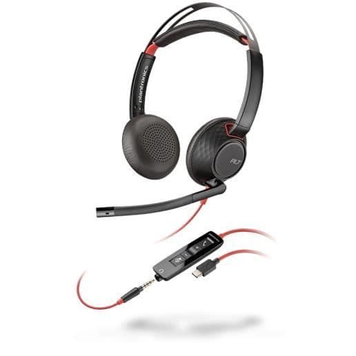 PLANTRONICS BLACKWIRE 5220 BINAURAL HEADBAND SVART, RÖD - AUDI HJÄLMAR