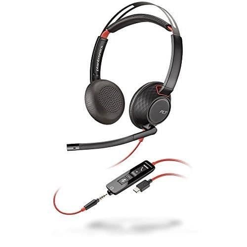 PLANTRONICS BLACKWIRE 5220 BINAURAL HEADBAND SVART, RÖD - AUDI HJÄLMAR