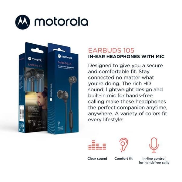 Motorola Trådade Hörlurar 105