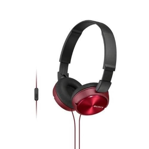 Hörlurar - SONY - Hörlurar med runt hörlursformat - Röd - Trådbunden - Circumaural