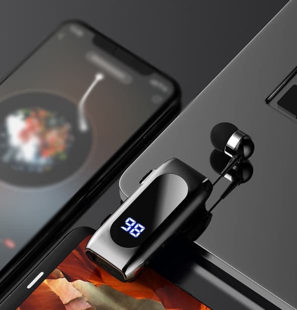 Saapuvan puhelun tärinä Bluetooth-kuulokkeet Lavalier sisäänvedettävä vetokaapeli Älykäs Bluetooth-kuuloke Urheilu yhden korvan In-Ear-tyyppi
