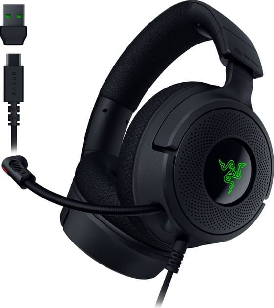 Razer Kraken V4 X -kuulokkeet langallisesti, pääpannalla, pelaamiseen, USB Type-C / USB Type-A, musta