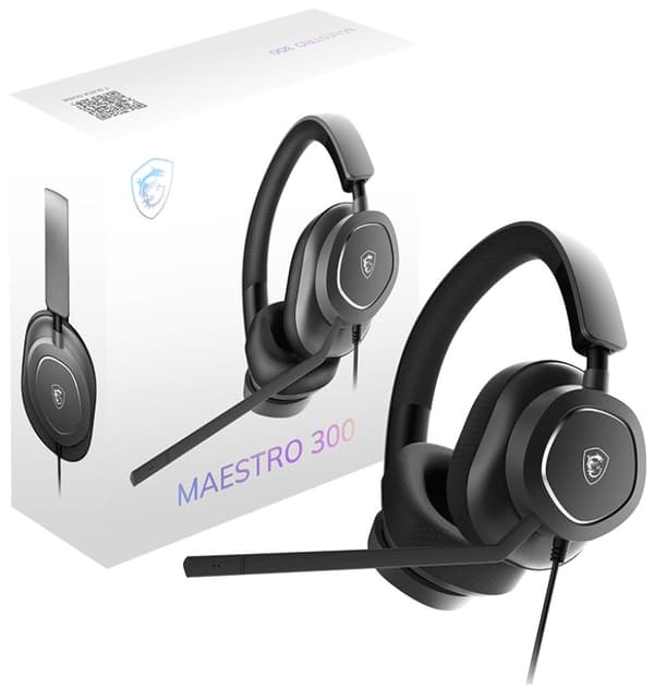 MSI Maestro 300 -kuulokkeet langallisesti, pääpannalla, pelaamiseen, USB Type-C / USB Type-A, musta