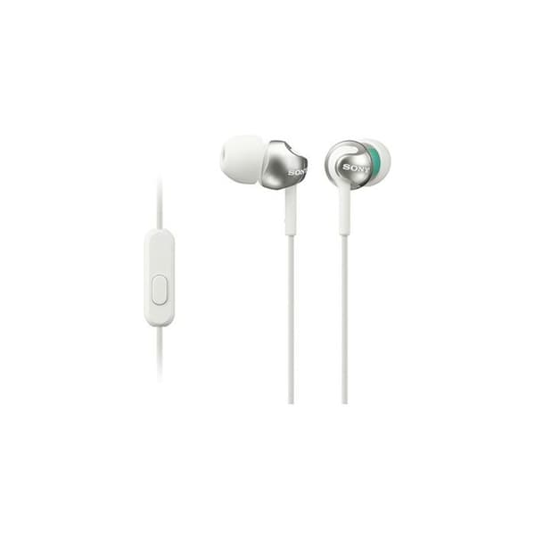 In-ear hörlurar - Sony - MDR-EX110AP - Vit - Inbyggd mikrofon - Kontroller på sladden