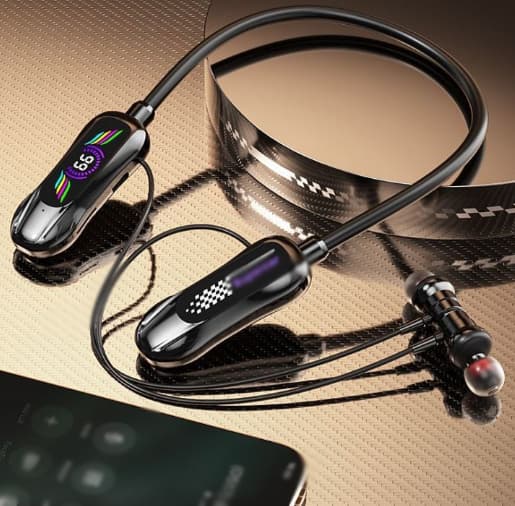 Hängande trådlöst bluetooth-headset digital display ultra-lång standby halsheadset