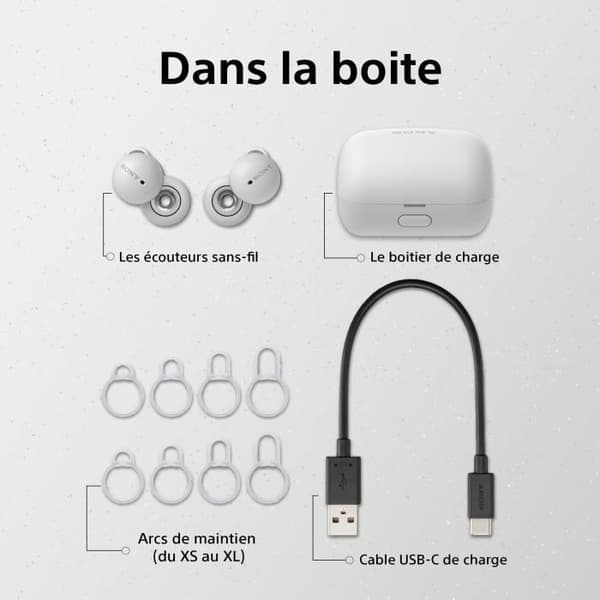 SONY LinkBuds WFLS900 trådlösa Bluetooth-hörlurar - Batteritid upp till 17,5 timmar - Vit
