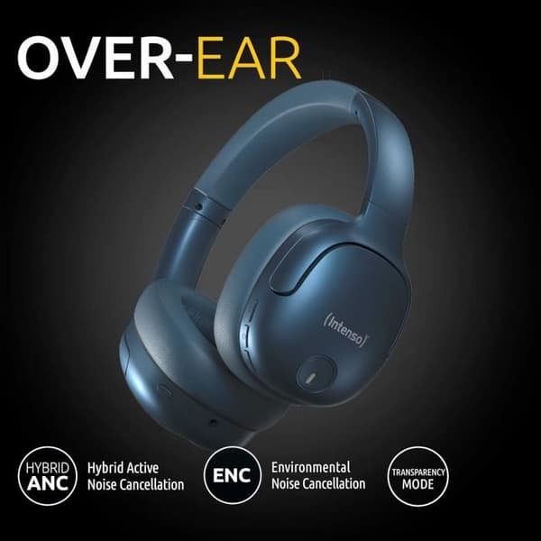 Hörlurar - Intenso - O400HA - Aktiv Brusreducering - Bluetooth 5.3 - Batteritid 75h - Blå