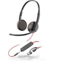 Miniatyrbild 1 av 3: HP Poly Blackwire 3225 Stereo USB-C Headset +3,5 mm kontakt +USB-C/A-adapter
