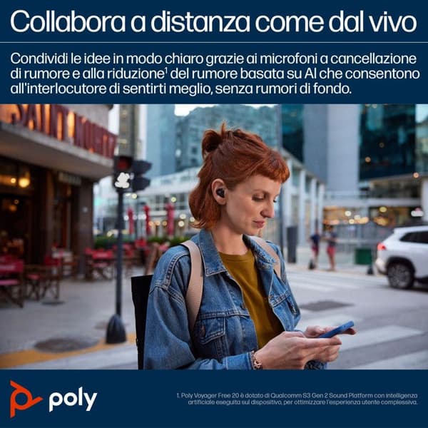 Poly Voyager Free 20 Trådlösa hörlurar Svarta med Adaptiv ANC och Anpassad Komfort