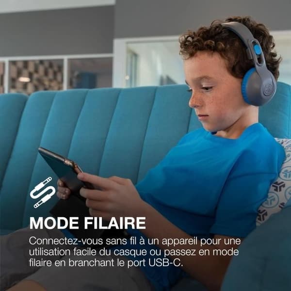 JLab JBuddies Studio 2 Trådlösa Hörlurar för Barn - Bluetooth, Volymbegränsad, Inbyggd Mikrofon, 65h+ Batteritid, Bullerdämpning, M