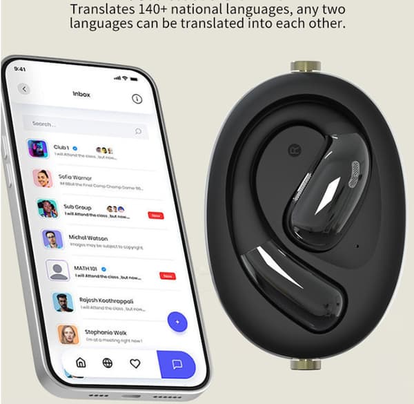 INF AI-käännösnappikuulokkeet - Valkoinen A60 Avokorva Langattomat Bluetooth-kuulokkeet Musta