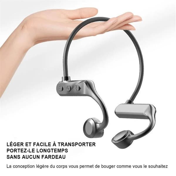 FOXSPORT, Benledningshörlurar, Sporthörlurar, Trådlösa hörlurar, Bluetooth-hörlurar med nackband, Svart