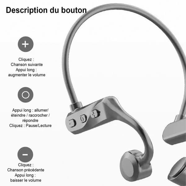 FOXSPORT, Benledningshörlurar, Sporthörlurar, Trådlösa hörlurar, Bluetooth-hörlurar med nackband, Svart