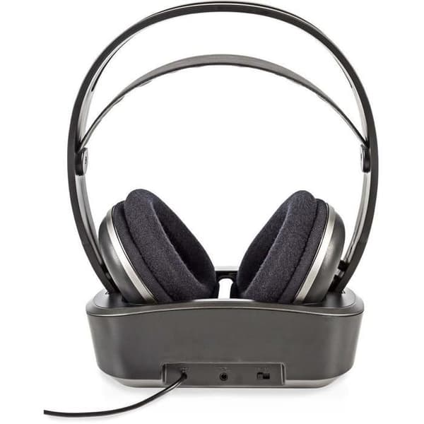 NEDIS HPRF210BK trådlösa hörlurar - Radiofrekvens (RF) - Over Ear - Laddningsbas - Svart/Silver