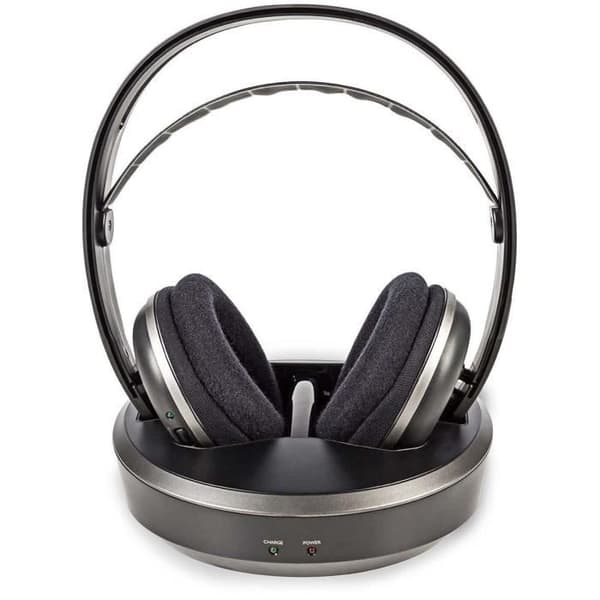 NEDIS HPRF210BK trådlösa hörlurar - Radiofrekvens (RF) - Over Ear - Laddningsbas - Svart/Silver