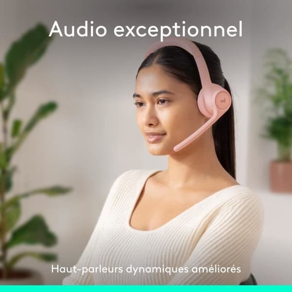 Headset - Trådløst - Logitech - Zone 300 - Lyserød