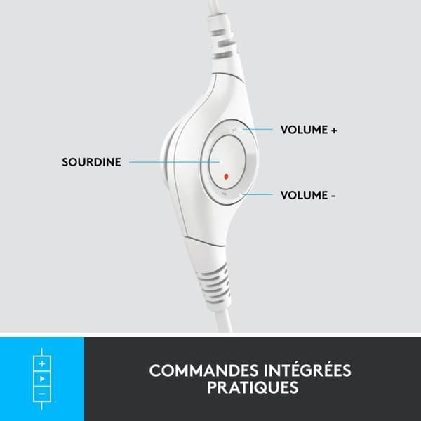 Headset - Kablet - Logitech - H390 - Stereo, Indbygget mikrofon, Støjreducerende - Hvid