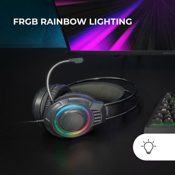 Gaming Headset - Mars Gaming - MH124 - FRGB Regnbågsbelysning - Flexibel Mikrofon - Volymkontroll