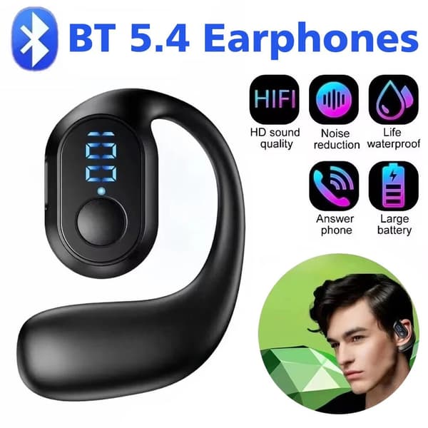 Hög ljudkvalitet, äkta trådlöst Bluetooth-headset med hängande öra, affärsmässigt, sportigt, lång standbytid