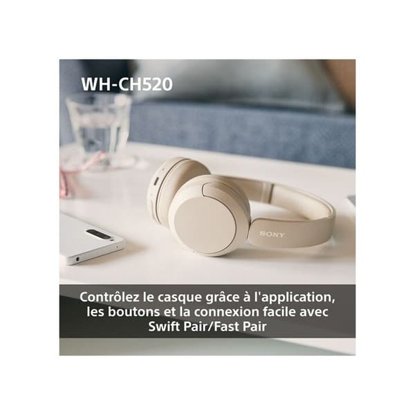 Sony trådlösa Bluetooth-multipoint hörlurar WHCH520 Rosa
