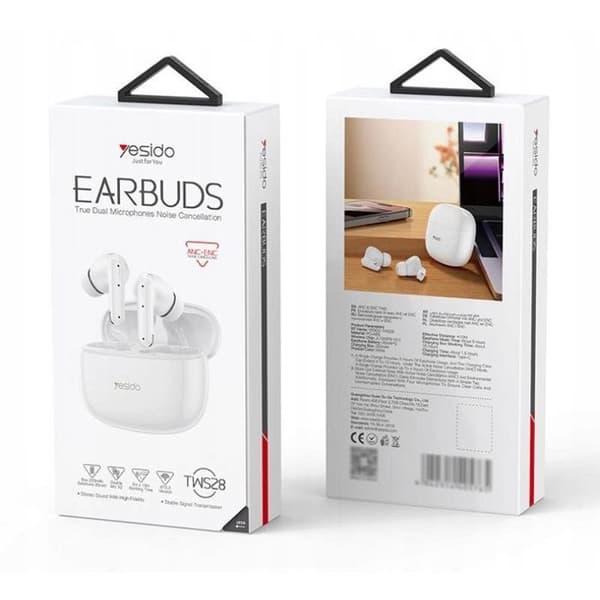 Hörlurar - Yesido Bluetooth 5.3 TWS28 (ANC och ENC) 250 mAh, VIT