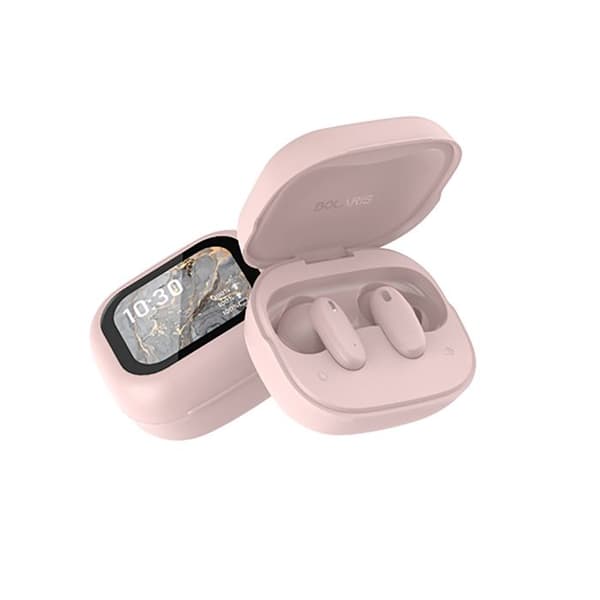 TWS hörlurar Bluetooth 5.4 med LCD-skärm Braga Aktiv ljudreducering ANC Rosa