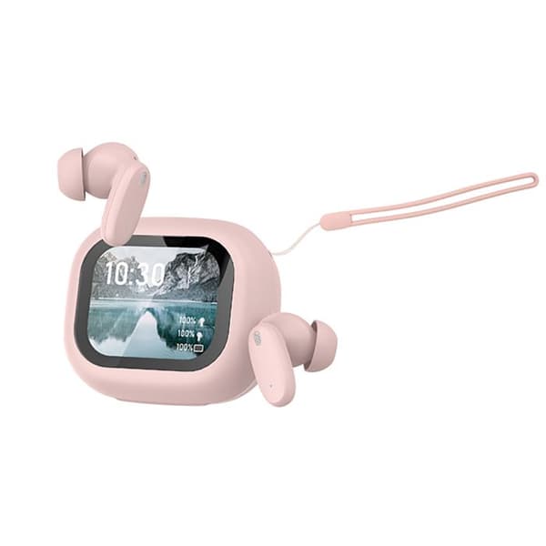 TWS hörlurar Bluetooth 5.4 med LCD-skärm Braga Aktiv ljudreducering ANC Rosa