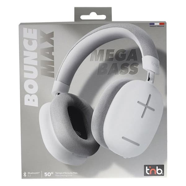 T’NB Bounce Max - Ny version av trådlös circumaural hörlur, bekväm och omslutande, med Bluetooth-anslutning - Vit