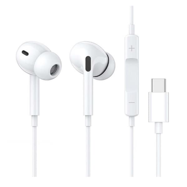 USB-C Pro In-ear Ørepropper med Ledning, Mikrofon, Volumkontroll DAC Hvit