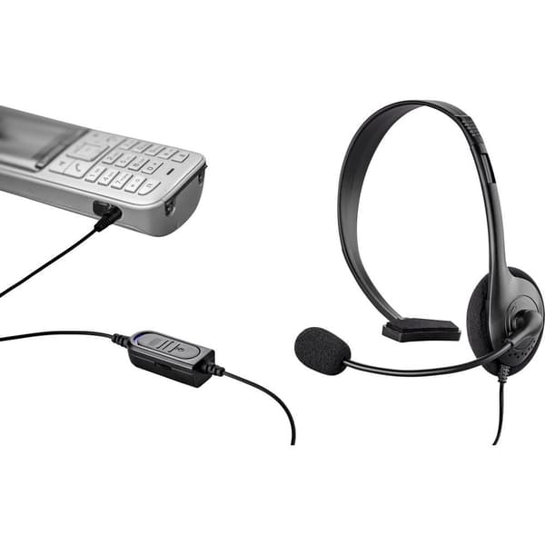 Renkforce Telefon On-ear headset Sladd Mono Svart Volymkontroll, Mikrofonljudavstängning