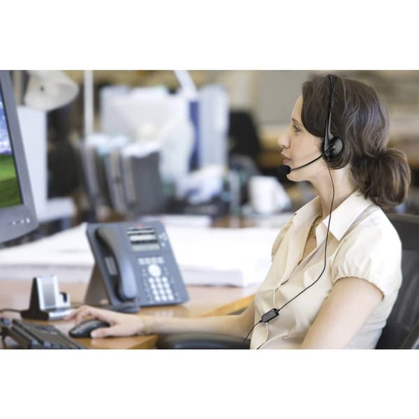 Renkforce Telefon On-ear headset Sladd Mono Svart Volymkontroll, Mikrofonljudavstängning