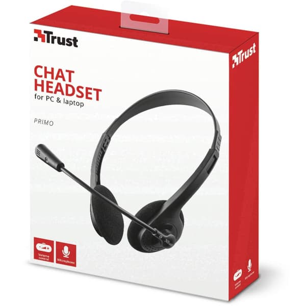 Trust Primo Chat Datorer On-ear headset Sladd Stereo Svart Volymkontroll