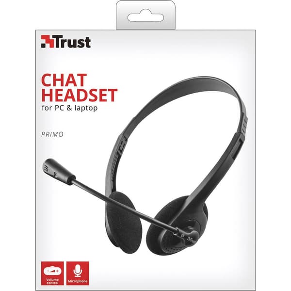 Trust Primo Chat Datorer On-ear headset Sladd Stereo Svart Volymkontroll
