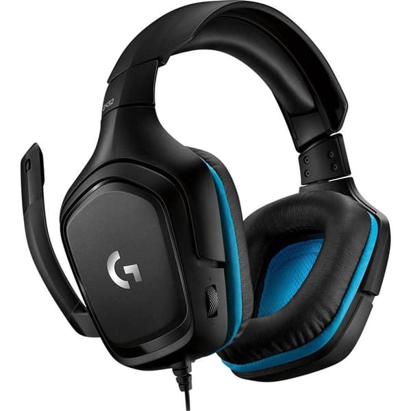Logitech Gaming G432 Spel Over Ear-hörlurar Sladd 7.1 Surround Svart, Blå Volymkontroll, Mikrofonljudavstängning