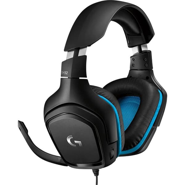 Logitech Gaming G432 Spel Over Ear-hörlurar Sladd 7.1 Surround Svart, Blå Volymkontroll, Mikrofonljudavstängning