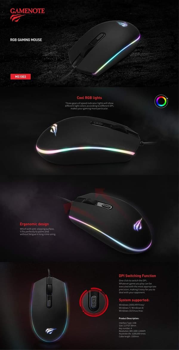 Havit GAMENOTE MS1003 RGB USB
