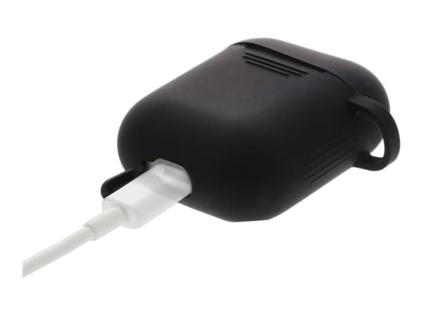 DELTACO - Taske til øretelefoner - silikoni - sort - for Apple AirPods (1. generation, 2. generation)
